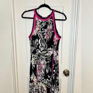 INC Women's Floral-Print Halter Maxi Dress Black Size Large